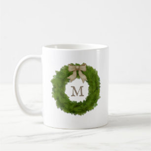 Taza De Café Monogramación de Cypress Wreath Con Personalizado 
