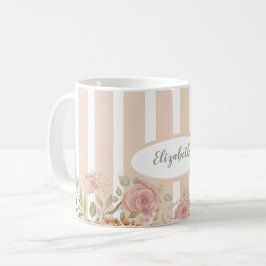 Taza De Café Monogramación de la acuarela del arbusto de los Ro