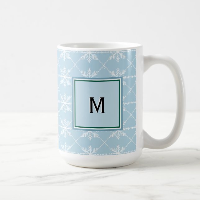 Taza De Café Monogramación del patrón de vacaciones de copos de (Derecha)