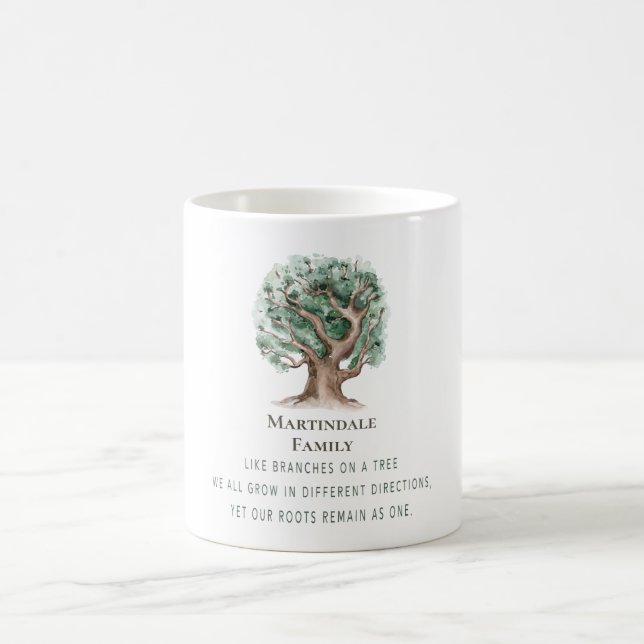 Taza De Café Monogramada Reunión de árbol familiar moderno (Centro)