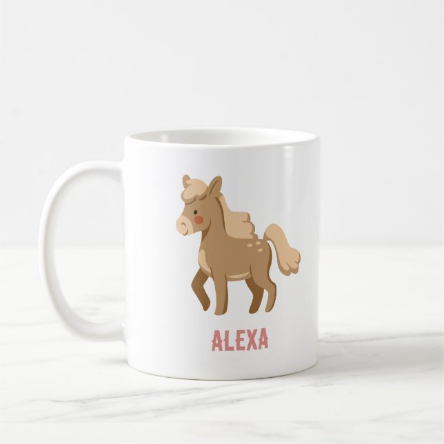 Taza De Café Monogramado Chica de caballos ecuestres Pony Perso (Izquierda)