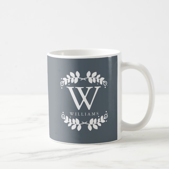 Taza De Café Monogramado de Gris gris pizarra de moda (Derecha)