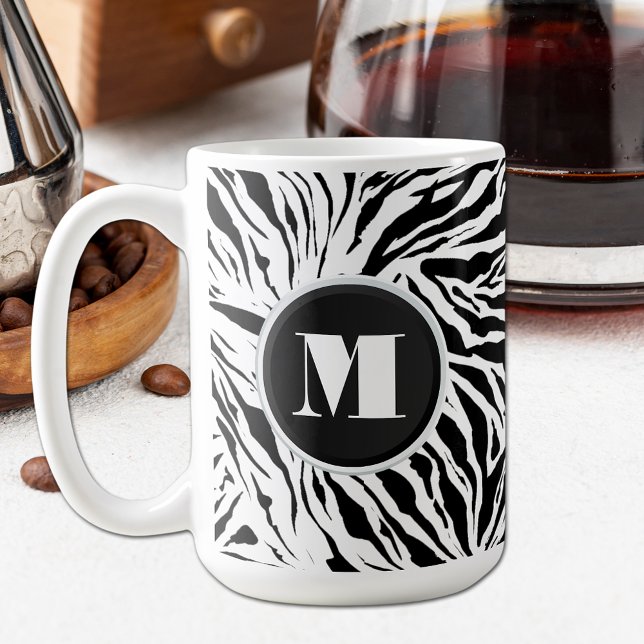 Taza De Café Monogramado de impresión de cebra de moda (Subido por el creador)