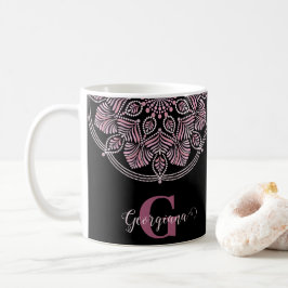 Taza De Café Monogramado Dusky Rosa Fronteras Florales Dot Mand