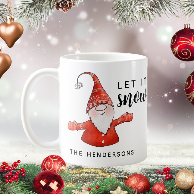 Taza De Café Monogramado Navidades de Gnome Cute Snow (Subido por el creador)