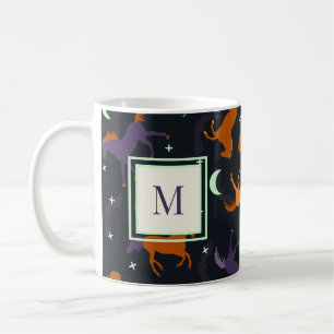 Taza De Café Monogramado Otoño Noche Halloween Patrón de Caball