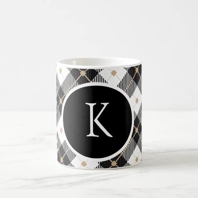 Taza De Café Monogramado personalizado de oro blanco negro (Centro)