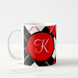 Taza De Café Monogramado rojo negro blanco argla