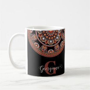 Taza De Café Monogramado Safari Sunset Bohemian Dot Mandala