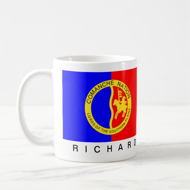 Taza De Café Monogrammed Native American Comanche Nation Flag (Izquierda)