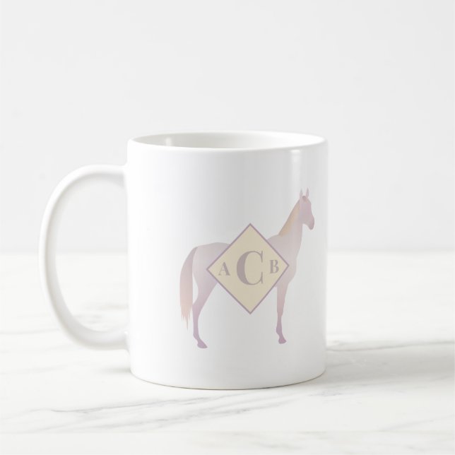 Taza De Café Monogrammed Perlino Akhal Teke Horse Silhouette (Izquierda)