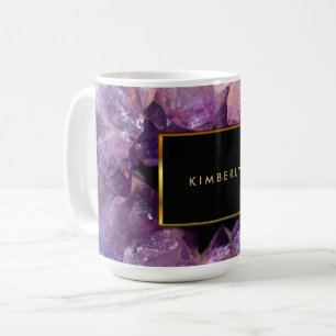 Taza De Café Monogramo de gemas de ametíst morado de estilo