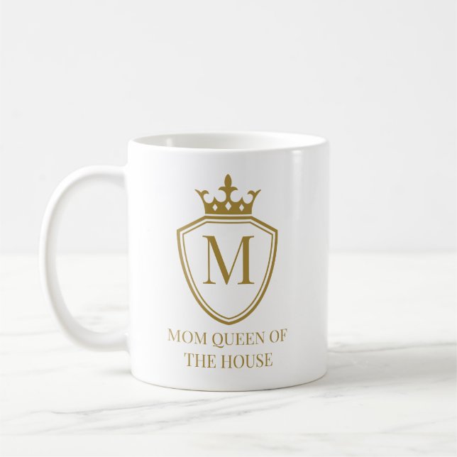 Taza De Café Monogramo de oro Reina de la casa (Izquierda)