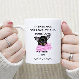 Taza De Café Monogramo de porras de Chihuahua negra y tan tan