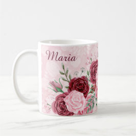 Taza De Café Monogramo Floral rosa
