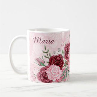 Taza De Café Monogramo Floral rosa