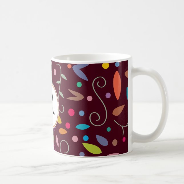 Taza De Café monogramo y estampado colorido (Derecha)