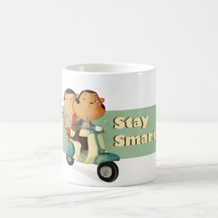 Taza De Café Monos elegantes de la vespa de la estancia