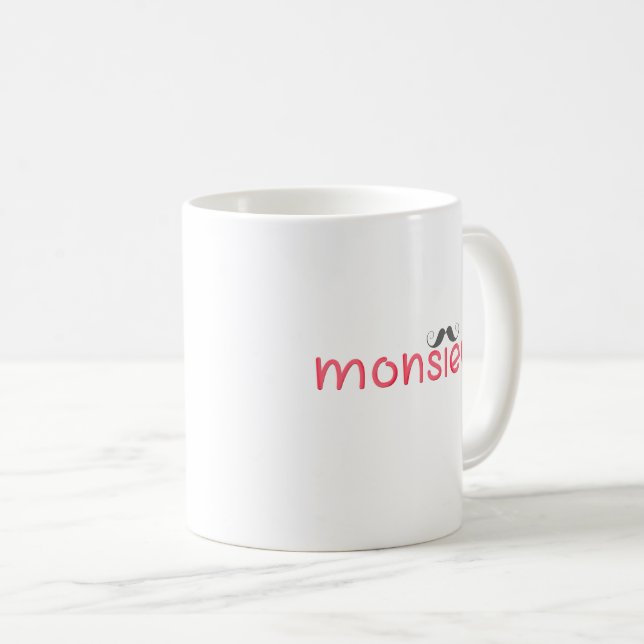 Taza De Café MonsiEUR Fun Cita Francesa & Mustache - Rojo (Anverso derecho)