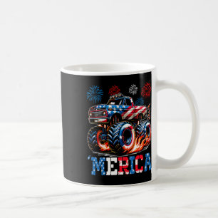 Taza De Café Monster Camión Bandera Estadounidense Niños patrió