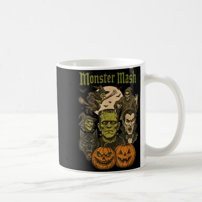 Taza De Café Monster Mash Retro Halloween Funny Monster Soky Wo (Derecha)