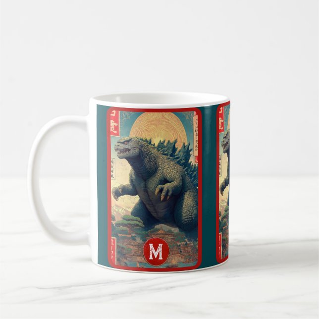 Taza De Café Monster Monogram Lizard Retro Bold Cool Graphic (Izquierda)
