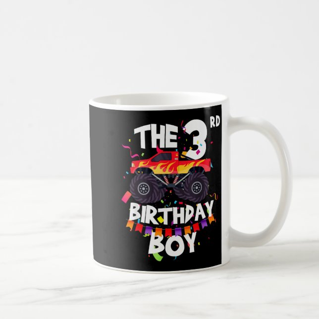 Taza De Café Monster Truck 3rd Birthday Boy Funny 3 Years Old B (Derecha)