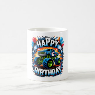 Taza De Café Monster Truck 6to. Diseño de cumpleaños - Roar en 
