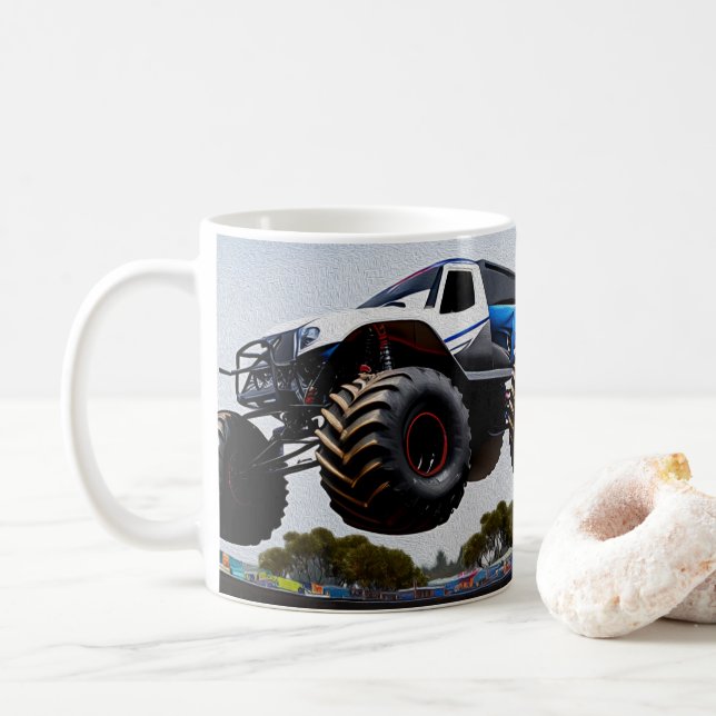 Taza De Café Monster Truck Launch, Café Mug (Con donut)