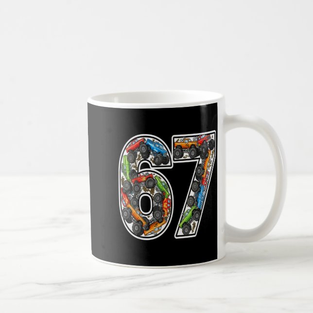 Taza De Café Monster Trucks 67 Meme Funny Design For Boys Kids  (Derecha)