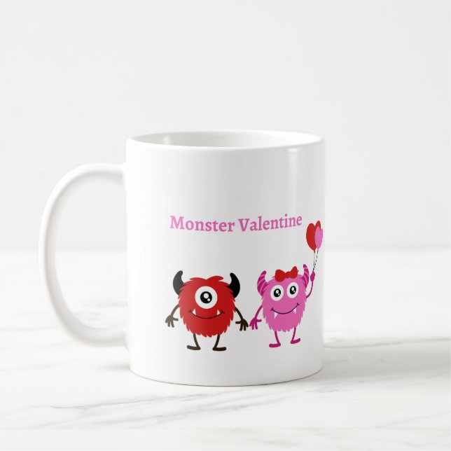 Taza De Café Monster Valentine con monstruos amables (Izquierda)