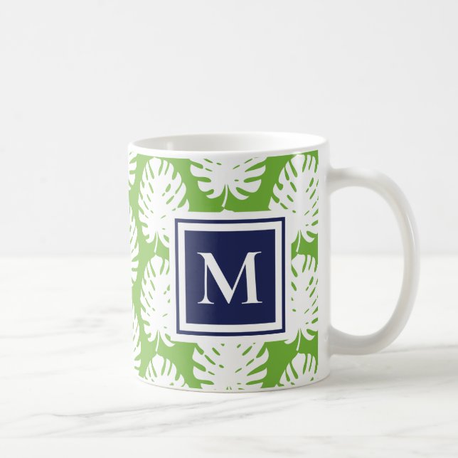 Taza De Café Monstera deja marina verde en la costa moderna de  (Derecha)