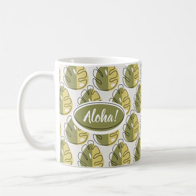 Taza De Café Monstera Leaves - Green (Izquierda)
