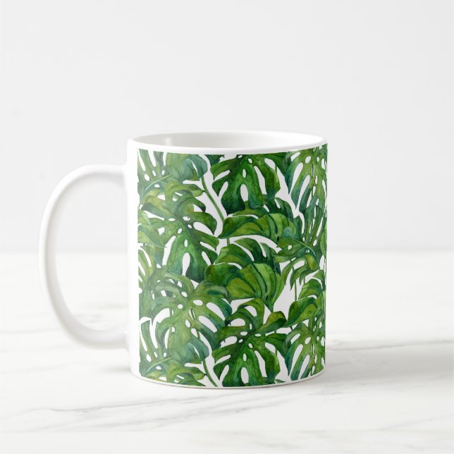 Taza De Café Monstera verde deja a los tropicales sin foco (Izquierda)