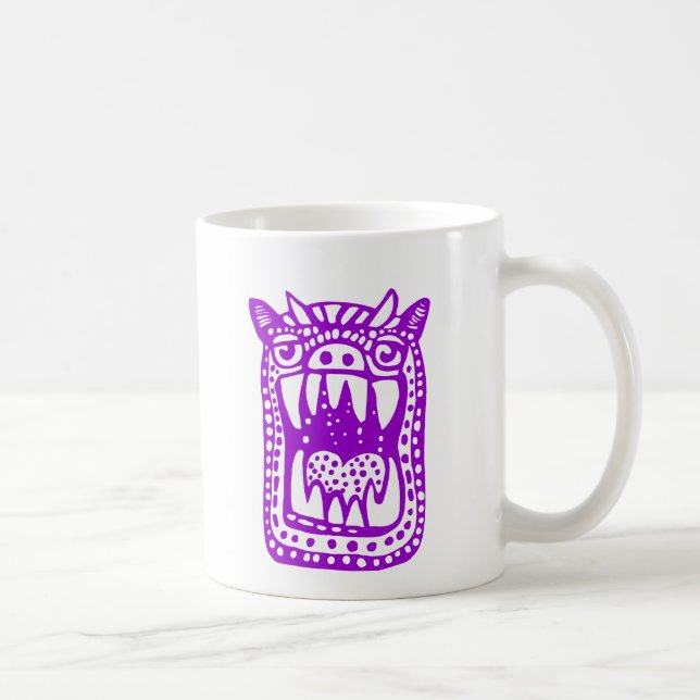 Taza De Café Monstruo asustado - Púrpura (Derecha)
