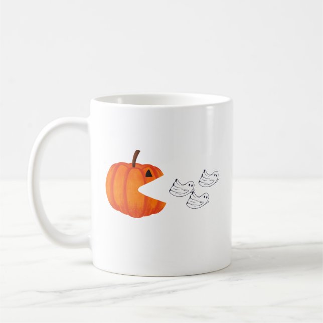 Taza De Café Monstruo de calabaza contra fantasmas - ¡Halloween (Izquierda)