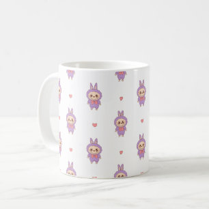 Taza De Café Monstruo de conejito rosa lindo con corazón - Kawa
