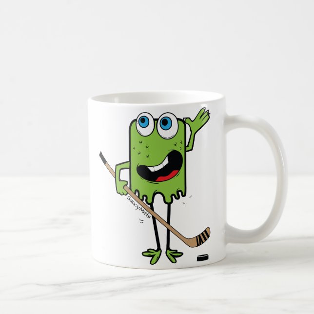 Taza De Café Monstruo de hockey infantil verde (Derecha)