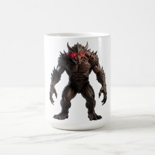 Taza De Café Monstruo Demonio Oscuro con Ojos Rojos Brillantes 