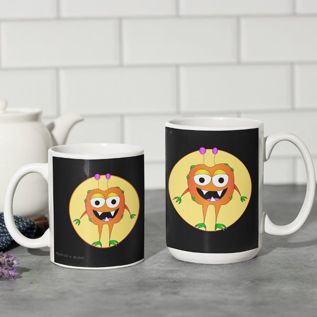 Taza De Café Monstruo divertido, colorido, Personalizado, Hallo (Check out these cool cartoon monster mugs!)
