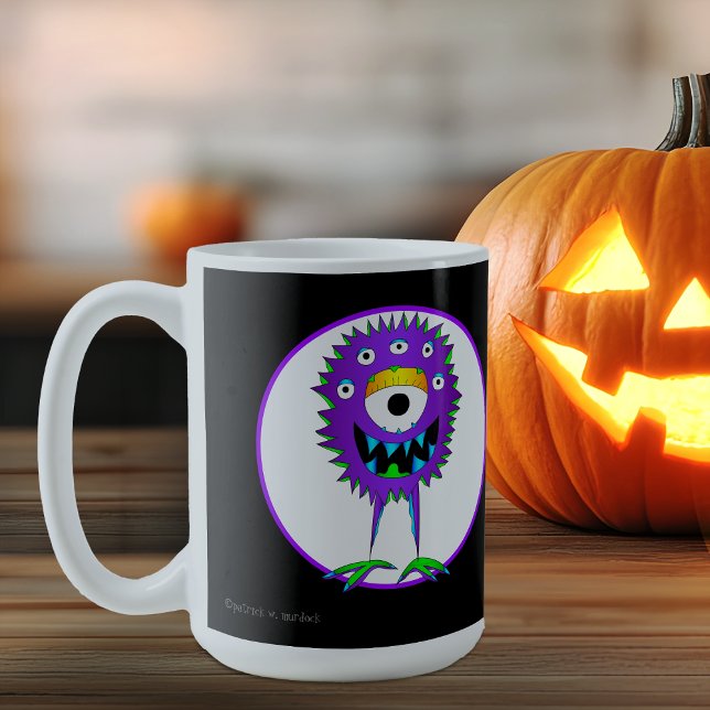 Taza De Café Monstruo divertido, colorido, Personalizado, Hallo (Holy Cow! Check out this totally awesome cartoon monster mug!)