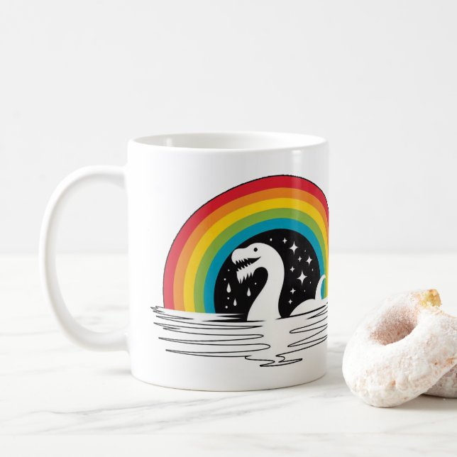 Taza De Café Monstruo Marino Arcoíris (Con donut)