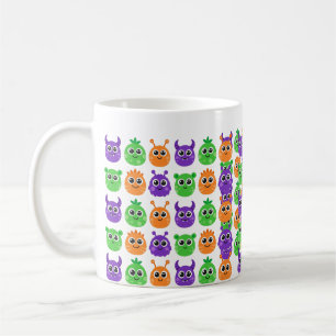 Taza De Café Monstruos con Ojos Saltones Patrón Divertido de Ha