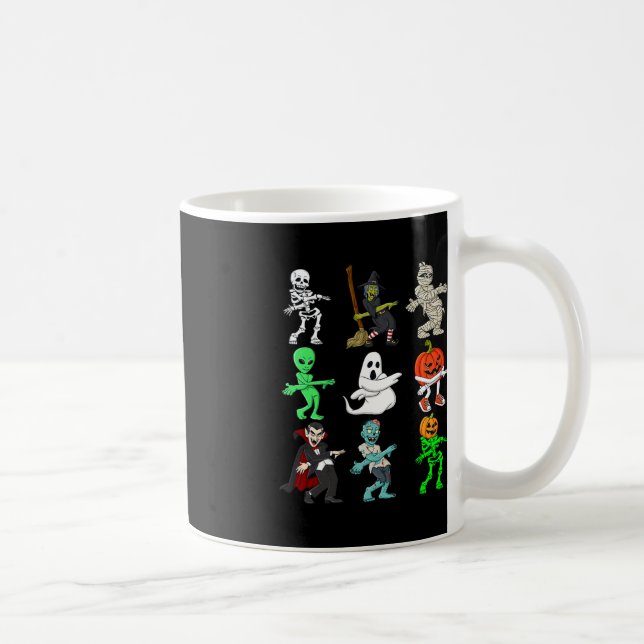 Taza De Café Monstruos de Halloween Naranja Justicia Skeleton B (Derecha)