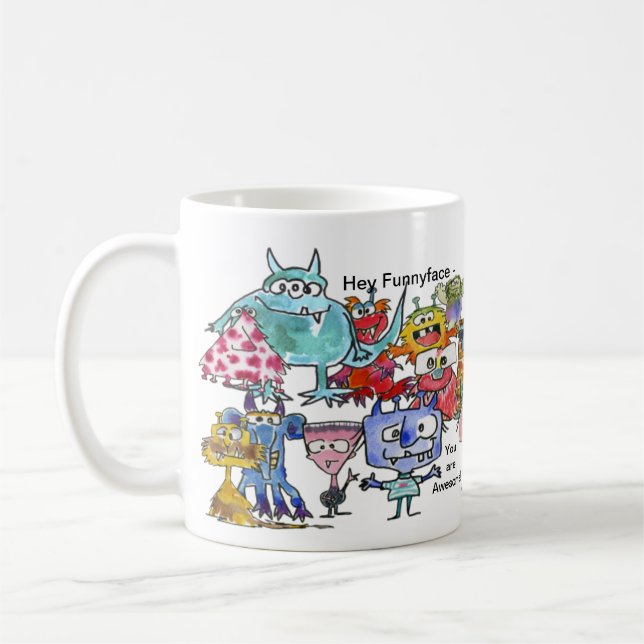 Taza De Café Monstruos graciosos Personalizados faciales (Izquierda)