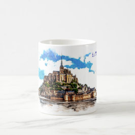 Taza De Café Mont Saint Michel en Normandía, Francia.