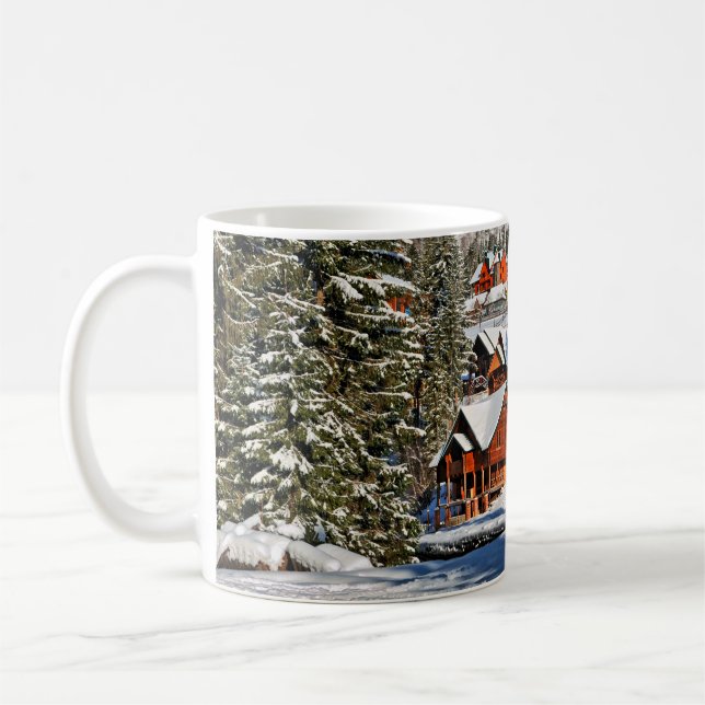 Taza De Café Montaña de paisajes, esquí, nieve, invierno, activ (Izquierda)