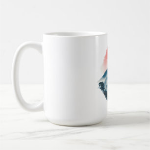 Taza De Café Montaña Mística Luna Carmesí Arte Zen