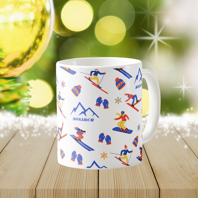 Taza De Café Montaña Monarca Colorado Skowboard Pattern (Monarch Mountain Colorado ski snowboard winter snow vacation christmas holidays mug)