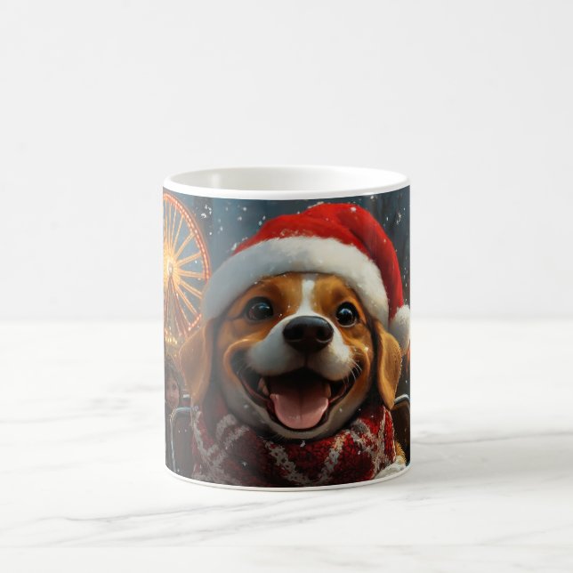 Taza De Café Montaña Rusa de Perro Beagle Navidad (Centro)